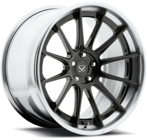 Margfeldi og gljáandi svartur miðju 2 stykki svikin hjól