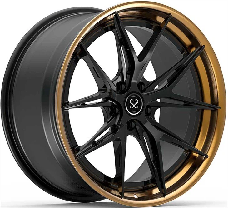 19X8,5 og 19x9,5 sérsniðnar 3-PC felgur fáður brons og satínsvartur fyrir bens