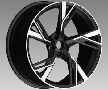 17 18 19 20 21 22 Tomma einblokkar eftirmyndarhjól fyrir Audi Black Machined Face