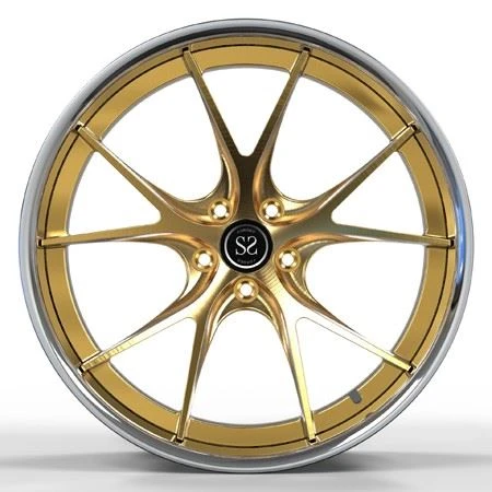 High Polish Lips 2 Piece Forged Wheels For Audi RS6 20inch Brush Gold Custom Rims