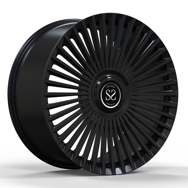 22x11 og 23x10,5 sérsniðnar smíðaðar felgur gljáandi svartar með flothettum fyrir Rolls-Royce Wraith 2015